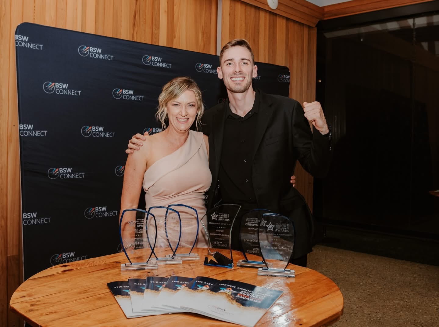 Enhanced Cleaning team celebrating with all six BSW awards